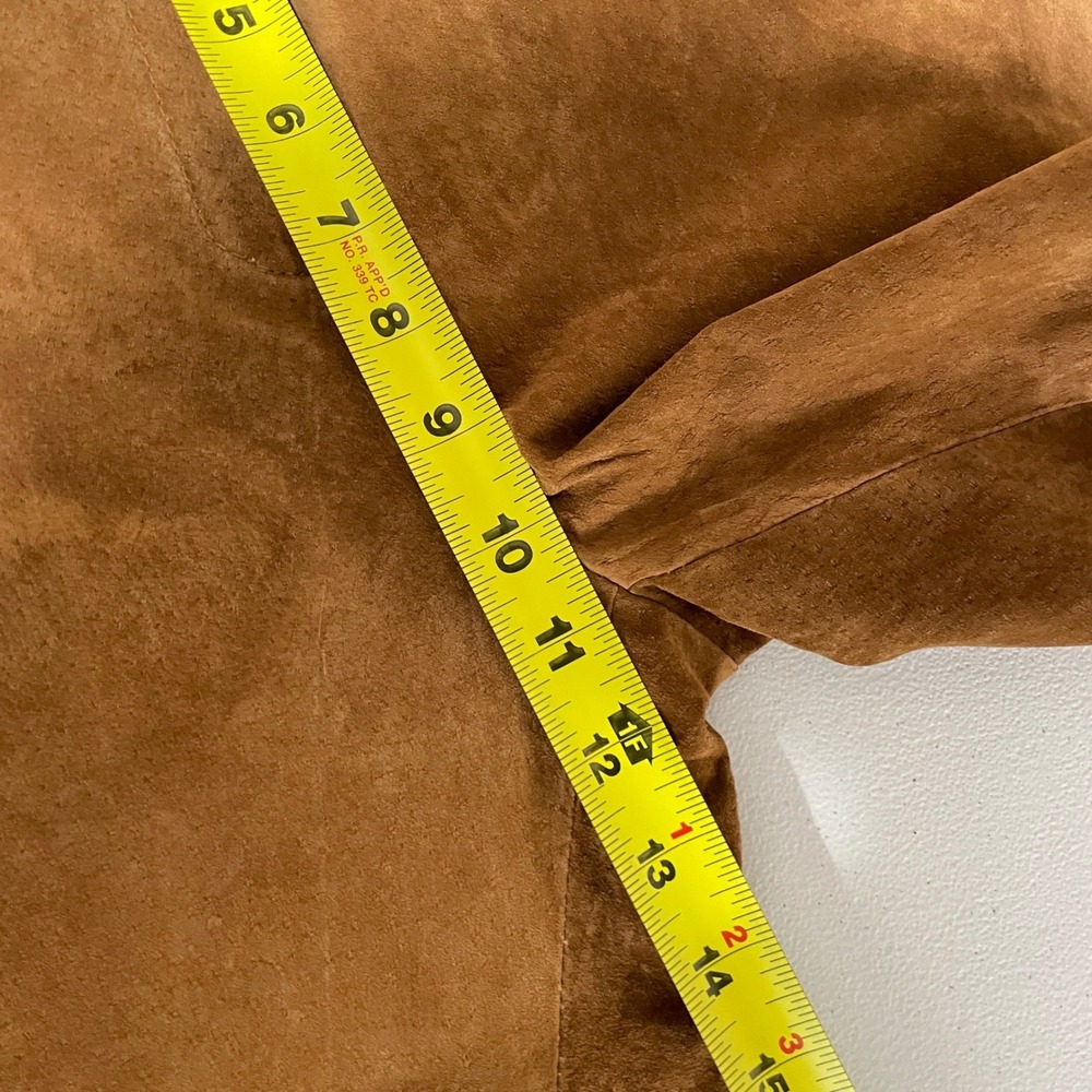 Vintage Womens Brown Suede Leather Pants Size 10 Quiet Luxury Straight Leg - Picture 7 of 10